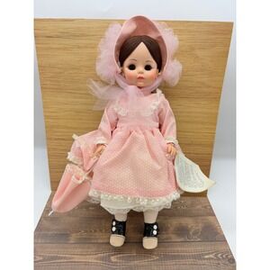 Vtg Madame Alexander Doll Rebecca 1969 Pink Polka Dot Dress Bonnet‎